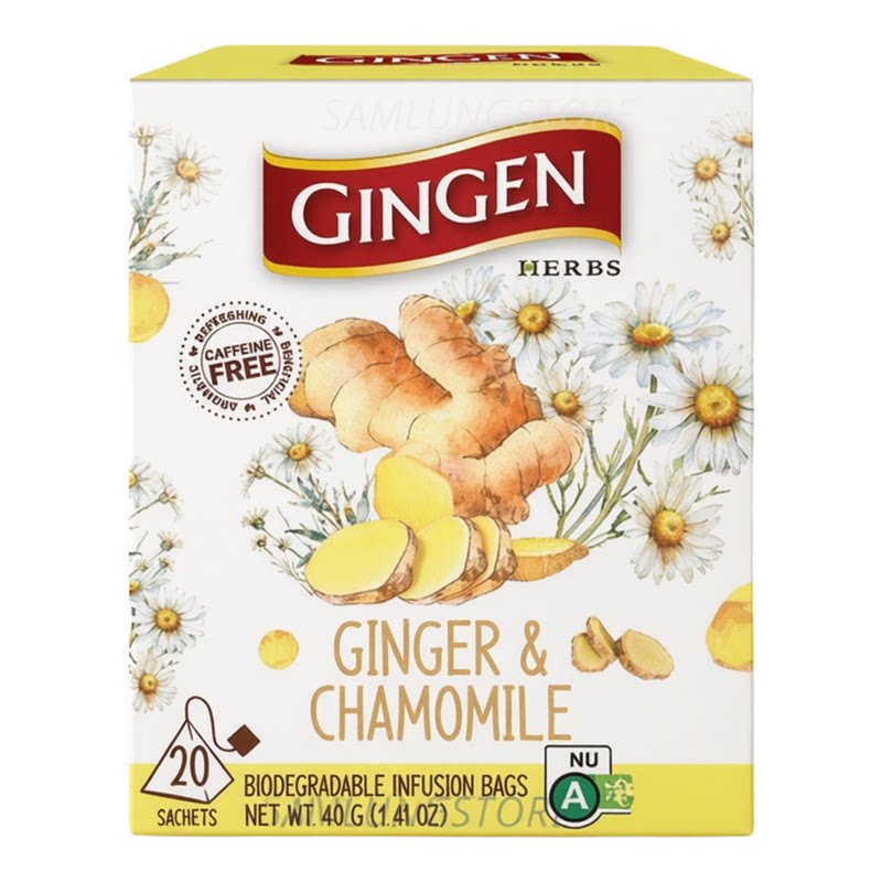 GINGEN 盒装真精100%姜茶洋甘菊茶茶包20包入40g驱寒暖胃帮助消化