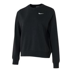 耐克卫衣女2025新款秋季圆领套头衫跑步上衣黑色宽松女士运动外套