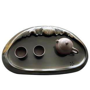 歙砚山水随形茶盘天然原石籽料砚台石材手工精品茶台茶海壶承摆件