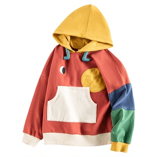 viciusss丸社男童卫衣连帽套头2026新款春季个性撞色洋气男宝上衣