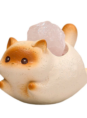 可爱卡通猫猫水晶原石治愈摆件