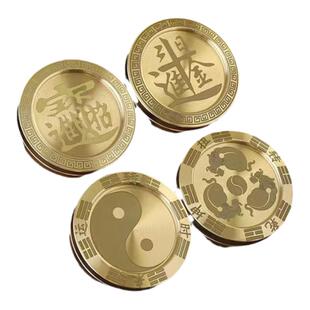 黄铜啪啪币解压神器手把件推响币玩具发泄PPB指尖便携推牌解压EDC