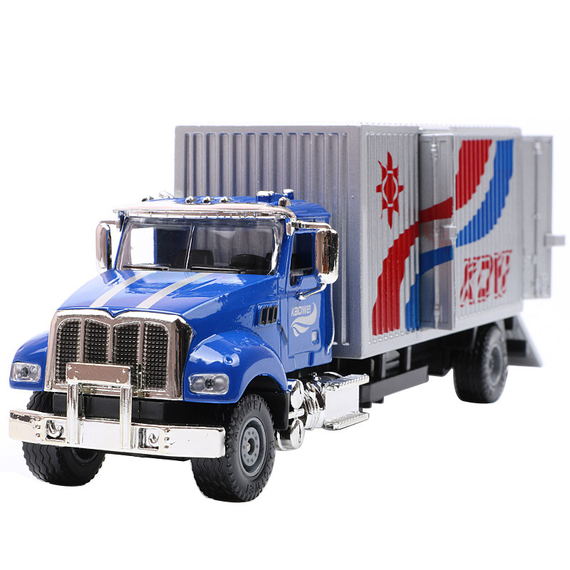 凯迪威合金工程车货柜车卡车运输车厢式载货车儿童玩具汽车模型
