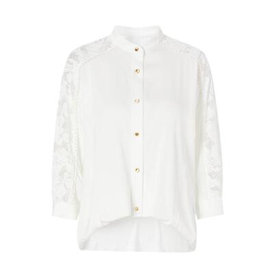 IMM尹默桑蚕丝重工蕾丝衬衫女