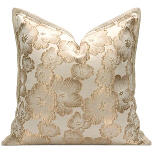 高端现代简约ins风抱枕香槟金提花高级沙发客厅酒店轻奢靠枕套