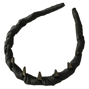 韩国进口东大门黑色缎面缠绕发箍女高级感复古气质高颅顶倒插头箍