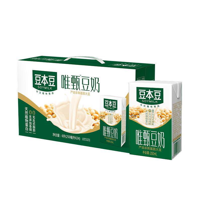 儿童早餐豆奶】豆本豆唯甄豆奶250ml*24盒整箱原味红枣整箱正品