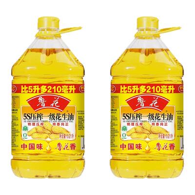 鲁花5s压榨一级花生油食用油1.8/4/5.12L食用花生油旗舰店正品AP