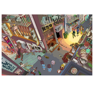 亡灵街造景贴纸十一玖微恐系列高难度中式恐怖微缩场景大号3D立体小屋贴画手帐手账diy手工玩具女孩打发时间