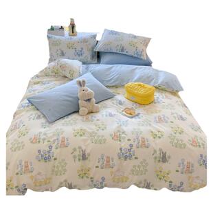 兰花兔子丨小兔子被套纯棉儿童学生床上用品女孩单件床单床笠定做