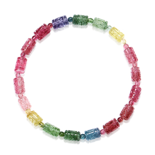 天然碧玺手串女款彩虹糖果回纹桶珠水晶玉石散珠子宝石手链饰品