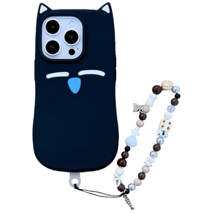 @BOBBY PLANET原单高品质罗小黑战记小黑猫咪耳朵适用iphone17Promax手机壳简约可爱苹果16543卡通纯色软硅胶