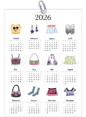 2026新款日历韩系少女风年历海报