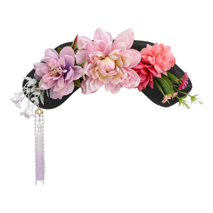 女童满族旗头假发带流苏插梳款发饰古装拍照知夏格格清新头饰造型