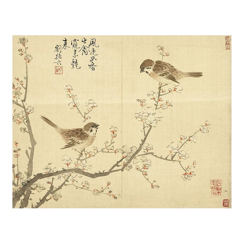 刘德六花卉十二员国画花鸟册页宣纸真迹高清微喷复制品临摹稿范本