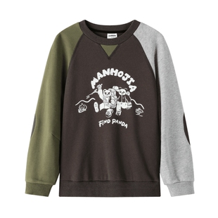 马拉丁漫画家潮童装男童卫衣复古拼色户外圆领上衣儿童秋装