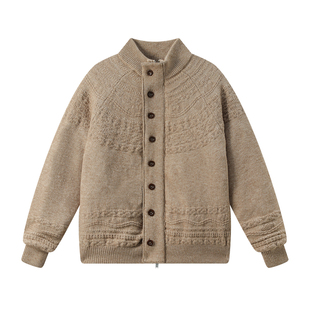 江南先生NewJNXS复古本色浮雕提花插肩袖锁温宽松毛衣羽绒服冬