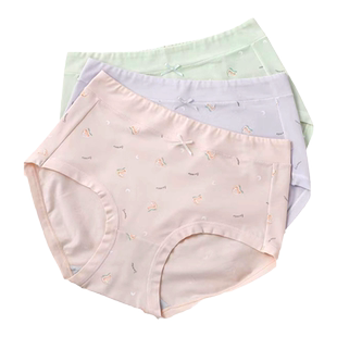 2条装普利诗女士内裤女柔纱棉中高腰三角裤莫代尔亲肤抗菌底裤