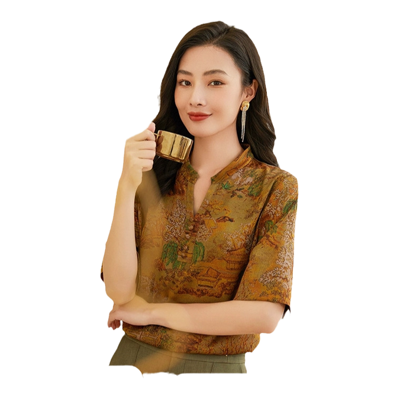 乔万尼v领重磅真丝衬衫女桑蚕丝上衣大牌商场同款好看流行EF2C340