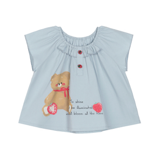 小O宝Okids童装宝宝夏装新款女洋气2025新款小熊女童背带短裤套装