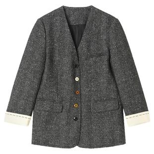 2026年春Outlets正品 高端LH系列简洁轻奢中长款上衣单排扣外套女