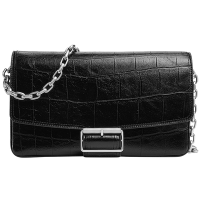 CHARLES&KEITH春季女包CK2-20160198-1鳄鱼纹链条单肩斜挎小方包
