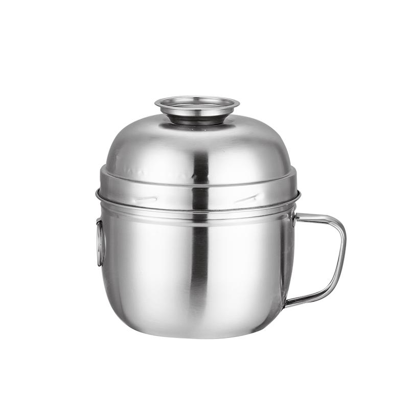 304加厚不锈钢快餐杯圆形饭缸学生便当盒中式带盖大号分格泡面碗