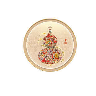 福禄葫芦圆形玄关走廊过道装饰画新中式九鱼聚财好寓意餐厅墙挂画