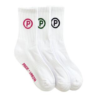 PRIDE UNION 四季加绒中筒撞色LOGO中性运动袜球鞋勃肯鞋百搭白袜