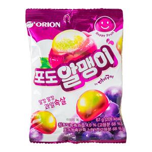 韩国剥皮葡萄味夹心软糖韩国进口零食好丽友李子味水果糖袋装QQ糖
