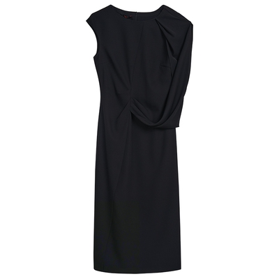 【佩普洛斯】YINER音儿2025夏季新款法式一字领半褶斗篷连衣裙