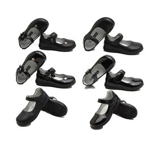 女童黑皮鞋演出鞋 小皮鞋女中大童花童 学院风儿童平底高中公主鞋