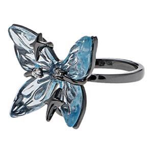 蓝色蝴蝶戒指女小众设计感开口