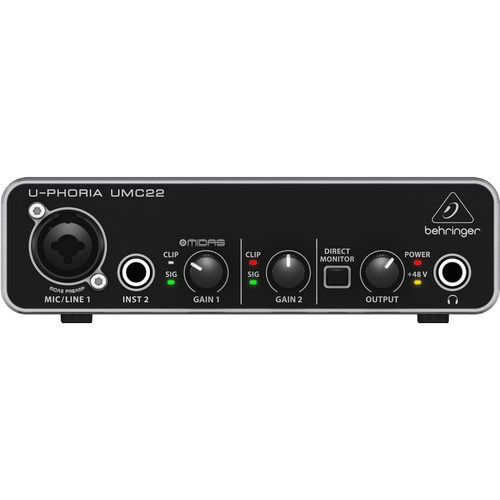BEHRINGER/百灵达UMC22声卡 专业录音电脑声卡主播唱K歌直播专用
