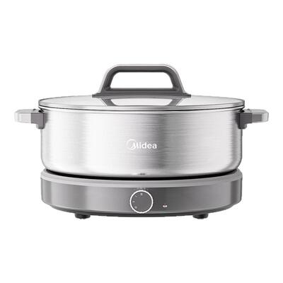 美的0涂层电火锅分体式不锈钢