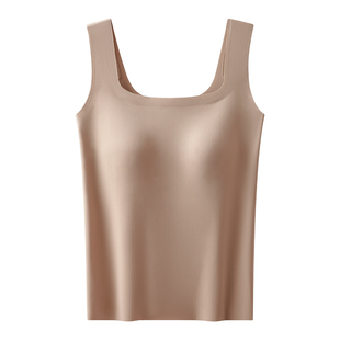 裸感保暖吊带背心女2024秋冬新款文胸一体内搭上衣外穿带胸垫打底