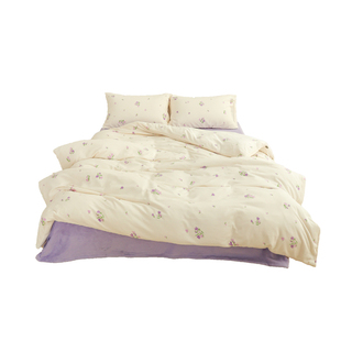 铃兰颂诗 奶油绒原创设计梦幻紫色碎花四件套秋冬季加绒加厚保暖