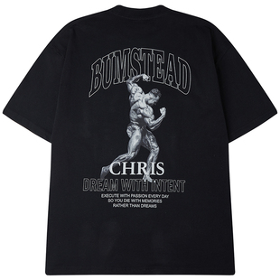 C宝克里斯四分之三展背T恤男健身半截袖美式运动宽松CBUM短袖大码