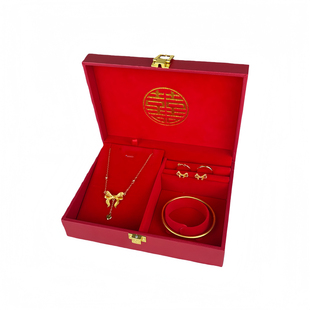 仿金订婚假三金首饰套装摆件仿真五金饰品女方结婚防盗首饰道具