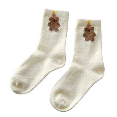 澳绒袜子女款秋冬2025新款爆款月子袜纯棉中筒袜加绒加厚保暖长袜