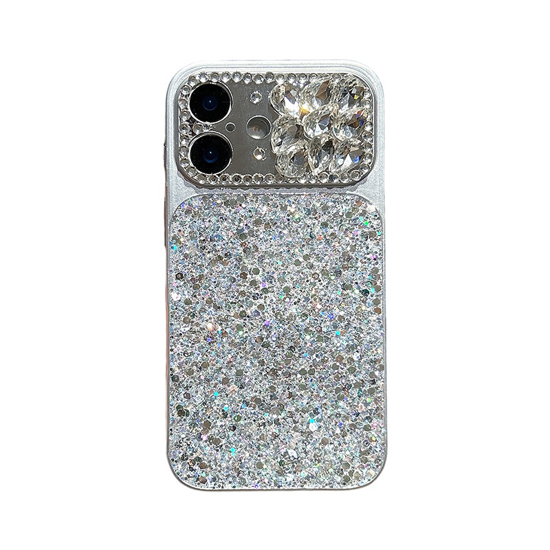 水钻镜头手机壳适用iPhone17ProMax闪粉亮片苹果16时尚女款保护套15plus创意14pro全包精孔13网红新明星软边