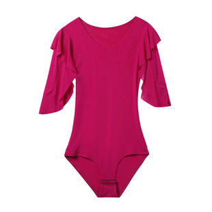 摩登舞上衣女国标舞吉特巴连体服2025年新款漂亮荷叶边袖拉丁舞服