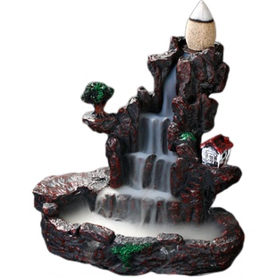 高山流水摆件时来运转禅意创意熏香炉家用倒流檀香炉圆锥形倒流香