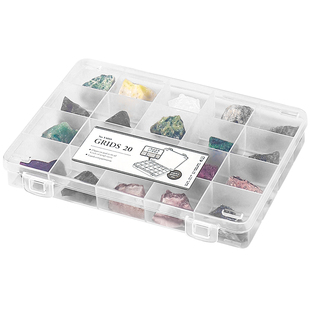 奇异石头矿石收纳盒水晶体原石标本收藏分格整理盒透明宝石展示盒