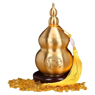 避火龙瓶子厨房西北角化解在正北黄碎石辟壁火龙瓶纯黄铜葫芦摆件