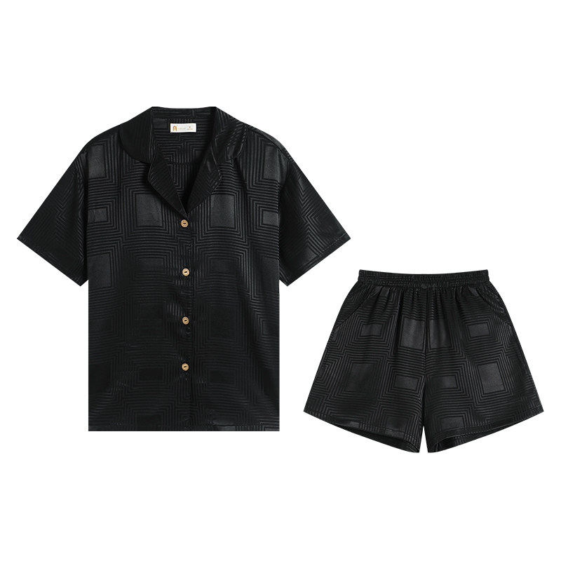 夏季简约大气情侣冰丝家居服套装