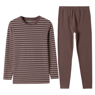 顶呱呱保暖内衣女纯棉磨毛加厚秋衣秋裤男舒绒弹力情侣修身棉毛衫