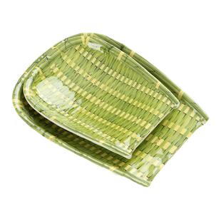 加厚密胺仿藤编小果盘仿瓷塑料仿竹编簸箕干果盘油炸食品零食盘子