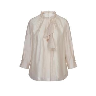 Scofield女装温柔光泽感荷叶领衬衫珍珠纽扣袖笼微透2025夏季新品