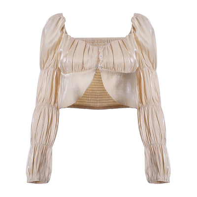 银丝闪光布法式开衫短上衣